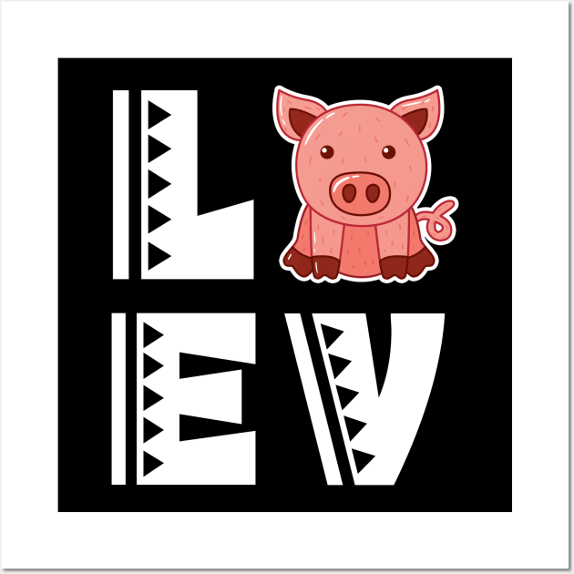 Cute love pig t shirt funny pig lover gifts for kids Wall Art by franzaled